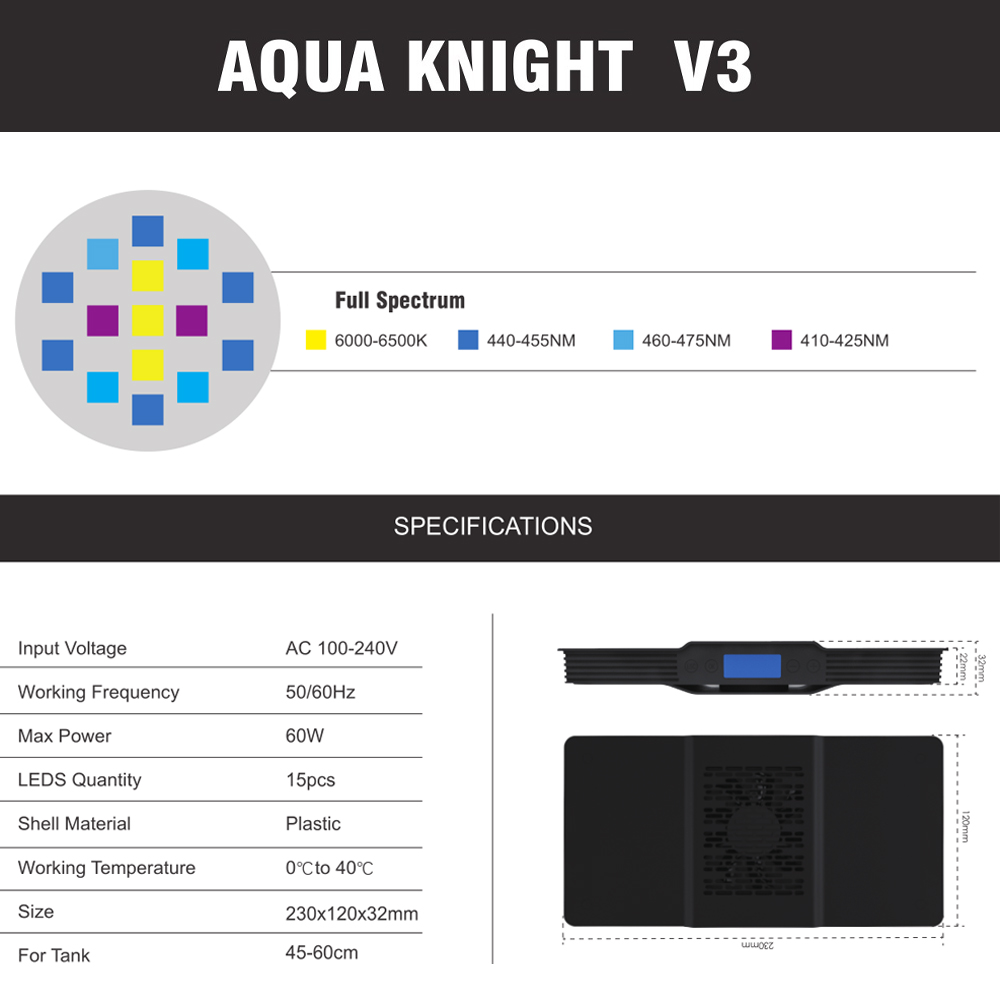 Aqua Knight V3 (60W) zeeaquarium LED lamp