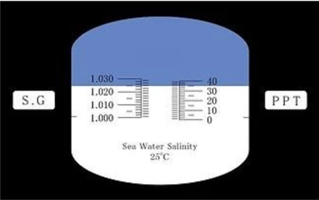 Prof. zeewater refractometer met luxe zwarte tas