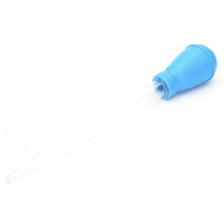 Plastic feed pipette with blue balloon, 25 cm. large volume 30ml.